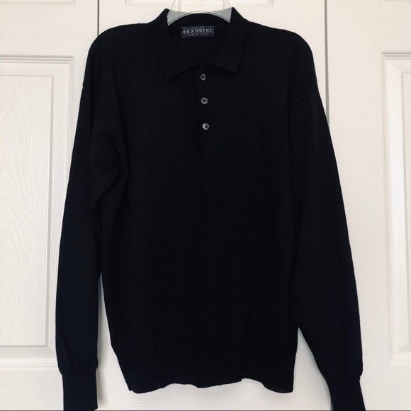 Other - Brandini Men’s Black Merino Wool Pullover Sweater